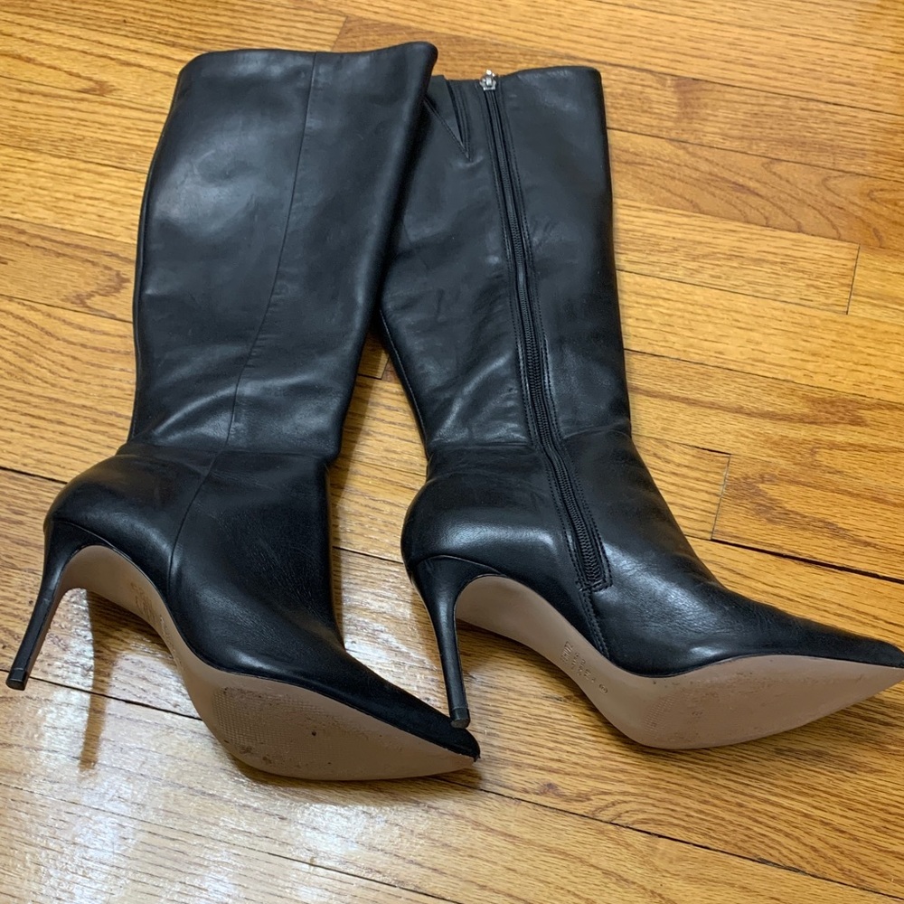 SCHUTZ Black Leather Heeled Boots